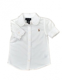 Ralph Lauren Toddler Girl's Ruffle Basic Oxford (2/2T, White) Ralph Lauren Toddler Girl's Ruffle Basic Oxford (2/2T, White)
