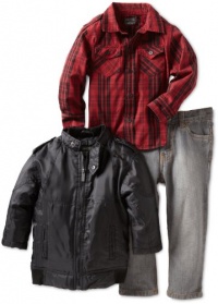 Kenneth Cole Boys 2-7 Pleather Jacket 3 Piece Pant Set