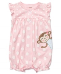 Your little monkey will love this adorable printed bodysuit from Carter's. Snaps at front and leg openings for easy changes. Your little monkey will love this adorable printed bodysuit from Carter's. Snaps at front and leg openings for easy changes.