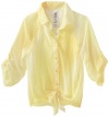 Beautees Girls 7-16 Button Down Top With Tank, Yellow, Large