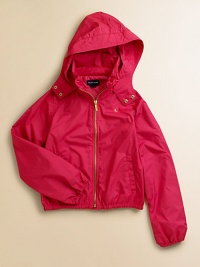 Essential for her in crisp, water-repellent microfiber with a protective hood.Mockneck collar Front zipper Embroidered pony on chest Two-snap flap covers collar Long raglan sleeves Elasticized cuffs and hem Angled welt pockets Polyester Machine wash Imported Essential for her in crisp, water-repellent microfiber with a protective hood.Mockneck collar Front zipper Embroidered pony on chest Two-snap flap covers collar Long raglan sleeves Elasticized cuffs and hem Angled welt pockets Polyester Machine wash Imported