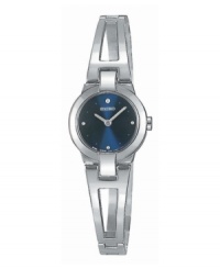Open yourself to new opportunities. This Seiko watch features a stainless steel bangle bracelet and round case, 20mm. Blue dial with silvertone markers and logo. Quartz movement. Water resistant to 50 meters. Three-year limited warranty. Open yourself to new opportunities. This Seiko watch features a stainless steel bangle bracelet and round case, 20mm. Blue dial with silvertone markers and logo. Quartz movement. Water resistant to 50 meters. Three-year limited warranty.
