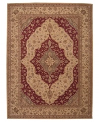 A dynamic mix of alternating beige and red tones gives this rug its fascinating charm. Carefully handcrafted of hard-twist wool yarns, this gorgeous piece offers exceptional softness and a markedly dense texture. A dynamic mix of alternating beige and red tones gives this rug its fascinating charm. Carefully handcrafted of hard-twist wool yarns, this gorgeous piece offers exceptional softness and a markedly dense texture.
