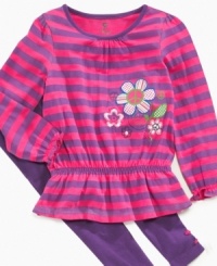 Stripes and flowers make this adorable smocked tunic from Clubhouse – with matching leggings – a look she'll love. Stripes and flowers make this adorable smocked tunic from Clubhouse – with matching leggings – a look she'll love.
