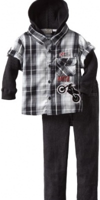 Little Rebels Boys 2-7 2 Piece World Champion Moto Set, Black, 4T