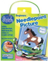 Colorbok Horse Learn To Stitch Needlepoint Kit, 6-Inch by 6-Inch, Blue Frame Colorbok Horse Learn To Stitch Needlepoint Kit, 6-Inch by 6-Inch, Blue Frame