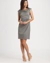 A sophisticated shift with flattering gathered details on front and a pretty ruffle cap sleeve. BoatneckSubtle asymmetrical sleevesGathered front detailsConcealed back zipperFully linedAbout 24 from natural waist51% viscose/47% virgin wool/2% elastaneDry cleanImported Model shown is 5'9½ (176cm) wearing US size 4. 