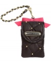 Sassy and sweet, this Betsey Johnson design is the perfect place to stash your PDA when you're on-the-move. Outfitted with edgy stud and chain-link accents, an adorable bow brings in a lady-like vibe, while the secure snap closure keeps communication central safe and sound.