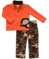 Start his day's adventures out right in one of these warm and comfy, microfleece shirt and pant sets from Carter's.
