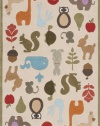 Momeni Critters Rug, Ivory, 5' x 5' Round