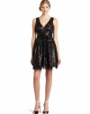 BCBGMAXAZRIA Women's Katarina Sequined V-Neck Short Dress