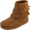 Minnetonka Double Fringe Moccasin (Toddler/Little Kid/Big Kid), Taupe, 9 M US Toddler