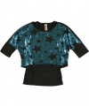 Beautees Bright Star 2-Piece Top (Sizes 7 - 16) - black/blue, 7