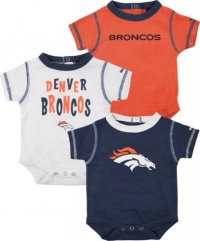 Denver Broncos NFL Infant 3 Pack Creeper Set Denver Broncos NFL Infant 3 Pack Creeper Set