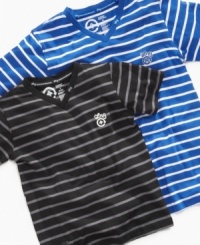 Spark his casual style with stripes in one of these v-neck t-shirts from LRG.