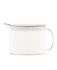 Dressed in soft grays and ribbons of platinum, the Palmetto Bay creamer by kate spade makes your table a destination for modern elegance. Dressed in soft grays and ribbons of platinum, the Palmetto Bay creamer by kate spade makes your table a destination for modern elegance.