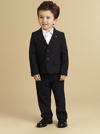 Your little boy will look the part of a sophisticated young man in this elegant, understated classic Armani design of fine Your little boy will look the part of a sophisticated young man in this elegant, understated classic Armani design of fine