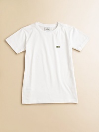 Ultra simple, this soft, smooth tee of fine cotton is detailed only with the appliqued chest logo.Banded crewneckShort hemmed sleevesAppliqued logoCottonMachine washImported Ultra simple, this soft, smooth tee of fine cotton is detailed only with the appliqued chest logo.Banded crewneckShort hemmed sleevesAppliqued logoCottonMachine washImported