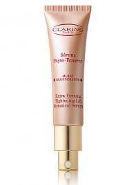 Extra-Firming Tightening Lift Botanical Serum. This serum provides skin with an immediate and intensive lifting and micro-smoothing action. Oat kernel sugars deliver natural tightening benefits by forming an invisible lifting film on skin's surface. Hibiscus seed minimizes the look of fine lines and helps smooth skin. 1.06 oz. Extra-Firming Tightening Lift Botanical Serum. This serum provides skin with an immediate and intensive lifting and micro-smoothing action. Oat kernel sugars deliver natural tightening benefits by forming an invisible lifting film on skin's surface. Hibiscus seed minimizes the look of fine lines and helps smooth skin. 1.06 oz.