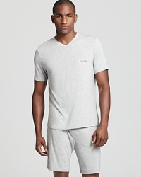 Add luxe appeal to your loungewear with a soft modal-blend V-neck tee from BOSS Black.