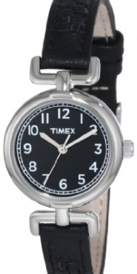 Timex Women's T2N660 Weekender Petite Casual Black Leather Strap Watch