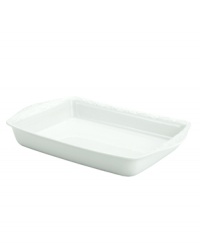 An elegant white-on-white pattern, embossed vine motif and interior glaze adorn this rectangular baker from Lenox dinnerware. The dishes from the Opal Innocence Carved collection get your table set for refined dining every day. An elegant white-on-white pattern, embossed vine motif and interior glaze adorn this rectangular baker from Lenox dinnerware. The dishes from the Opal Innocence Carved collection get your table set for refined dining every day.