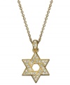 Let your faith shine. Eliot Danori's golden Star of David pendant sparkles with crystal accents. Crafted in 18k gold plated mixed metal. Approximate length: 16 inches + 2-inch extender. Approximate drop: 1/2 inch.