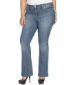 Defined by a slim fit, Baby Phat's flared plus size jeans are blazing hot must-haves for your weekend wardrobe! (Clearance)