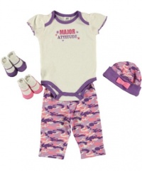 Baby Essentials Baby-girls Newborn Major Attitude Layette Set, White/Purple, 3-6 Months Baby Essentials Baby-girls Newborn Major Attitude Layette Set, White/Purple, 3-6 Months