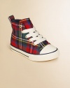 A classic high-top sneaker is rendered in durable preppy plaid canvas with pony embroidery.Lace-upCanvas upperCotton canvas liningRubber solePadded insoleImported