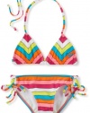 Roxy Kids Girls 7-16 Caliente Sun Tiki Tri Set, Fuchsia, 12