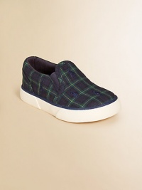 An adorable slip-on sneaker is rendered in durable preppy plaid canvas.Slip-on with elastic goreCanvas upperCotton canvas liningRubber solePadded insoleImported An adorable slip-on sneaker is rendered in durable preppy plaid canvas.Slip-on with elastic goreCanvas upperCotton canvas liningRubber solePadded insoleImported