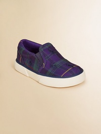 An adorable slip-on sneaker is rendered in durable preppy plaid canvas.Slip-on with elastic goreCanvas upperCotton canvas liningRubber solePadded insoleImported An adorable slip-on sneaker is rendered in durable preppy plaid canvas.Slip-on with elastic goreCanvas upperCotton canvas liningRubber solePadded insoleImported