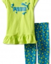 Puma - Kids Girls 2-6X Print Capri Set, Green, 6X