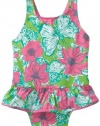 Lilly Pulitzer Baby-Girls Ruth Swimsuit, New Green Little Bloomer Cacooner, 12-18 Months