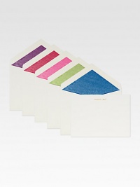 'Thank You! text in metallic gold ink adorns these luxe 2-ply vellum stock notecards, which are accompanied by tissue-lined envelopes in assorted colors.Set of 5About 3.5 X 5Hand-engravedMade in USA 'Thank You! text in metallic gold ink adorns these luxe 2-ply vellum stock notecards, which are accompanied by tissue-lined envelopes in assorted colors.Set of 5About 3.5 X 5Hand-engravedMade in USA
