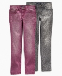 Her fierceness will show through in these Jessica Simpson Kiss Me skinny jeans, which feature a subtle, fun leopard print on the skinny silhouette. (Clearance) Her fierceness will show through in these Jessica Simpson Kiss Me skinny jeans, which feature a subtle, fun leopard print on the skinny silhouette. (Clearance)