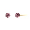 14k Yellow Gold Rose Swarovski Elements Crystal Button Earrings
