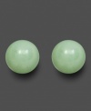 Smooth and soothing stud earrings in jade and 14k gold.
