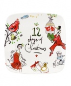 Let the countdown begin. This whimsical Lenox cookie platter features maids-a-milking, turtle doves, a partridge in a pear tree and more charming watercolor motifs that illustrate the classic holiday carol, the 12 Days of Christmas.