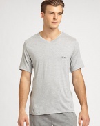 A basic v-neck tee that meets all of your casual wardrobe needs, shaped in a rich cotton blend for added comfort and support and an exceptional fit.bullet text here bullet text here 90% modal cotton/10% elastaneMachine washImported