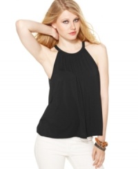 A basic yet stylish top, this Kensie halter tank is a fashionable foundation to all your summer looks! A basic yet stylish top, this Kensie halter tank is a fashionable foundation to all your summer looks!