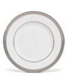 A glowing complement to the Vera Wang Wedgwood Lace dinnerware and dishes collection, this accent plate lends soft contrast to your table for a luxuriously coordinated presentation.