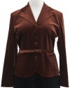 Anne Klein Caramel Brown Velvet Belted Blazer Jacket 14