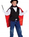 Black and Red Magician's Outfit with Cape, Vedy, Hat, Gloves and Wand, Size Small