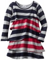 Splendid Littles Girls 2-6x Platinum Rugby Stripe Dress, Navy/Raspberry, 2T