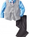 Nautica Dress Up Boys 2-7 Glen Plaid Vest Set, Medium Grey, 7