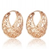 18k Rose Gold Plated Ornate Heart Filigree Round Hoop Earrings - 1112003