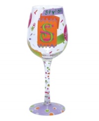 Confetti, streamers and words starting with your initial of choice make Lolita's hand-painted Love My Letter S wine glass a must for Sam, Sarah and Stephanie. With a signature drink recipe on its base. Confetti, streamers and words starting with your initial of choice make Lolita's hand-painted Love My Letter S wine glass a must for Sam, Sarah and Stephanie. With a signature drink recipe on its base.