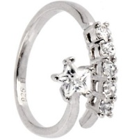 Sterling Silver 925 Cubic Zirconia Jeweled Star Adjustable Toe Ring